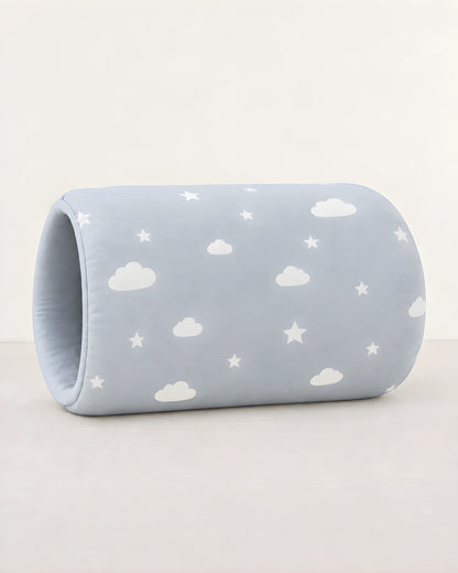 Cojín de brazo TERNIA, estampado Nubes y Estrellas: algodón azul grisáceo con nubes y estrellas blancas
