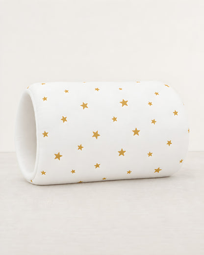 Cojín de brazo TERNIA, estampado Estrellas Doradas: algodón blanco con estrellas mostaza