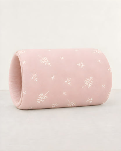 Cojín de brazo TERNIA, estampado Ramitas Rosa: algodón rosa con ramitas blancas