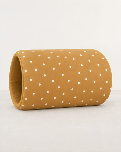 Cojín de brazo TERNIA, estampado Puntos Mostaza: algodón mostaza con puntos blancos